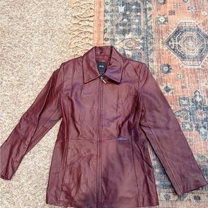 JLC New York Women's Deep Red Leather Jacket
